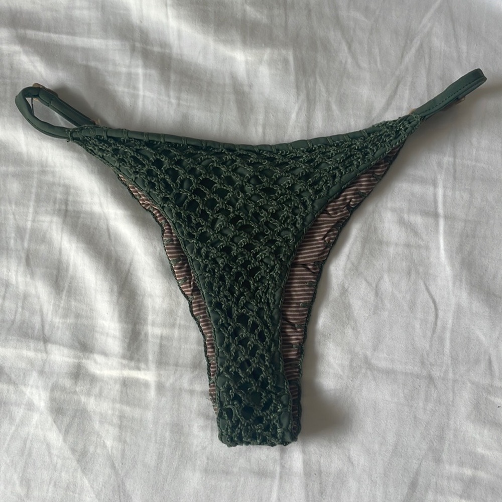 Forest green mesh acacia bikini bottom